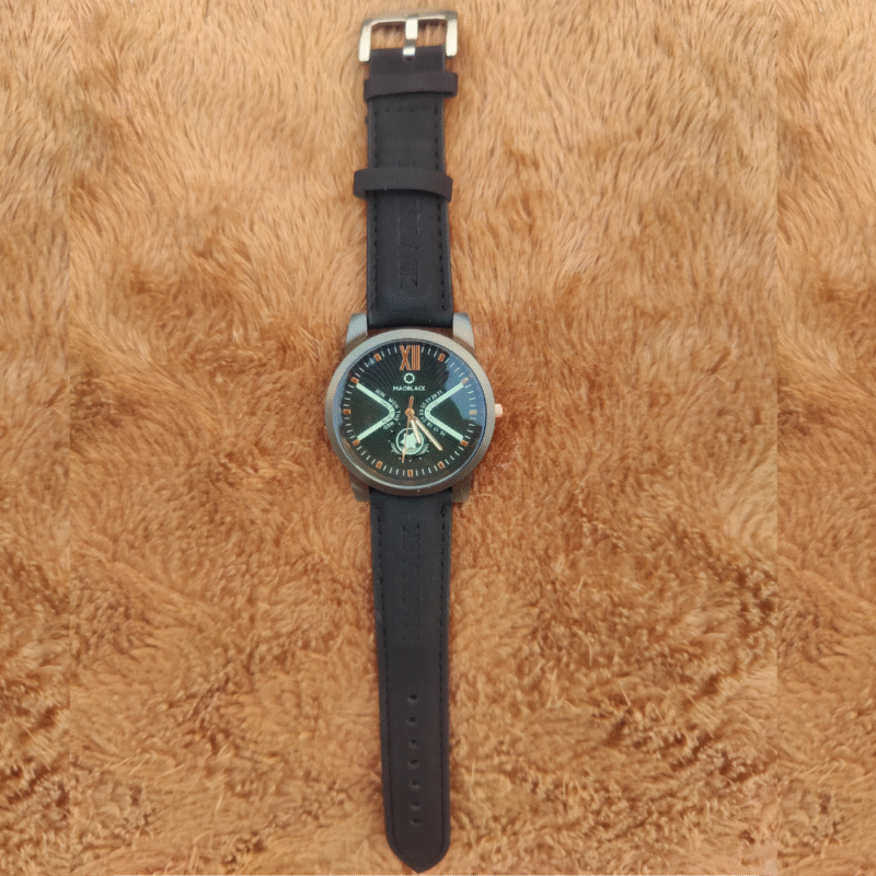 Black 002 Edition – Classic Leather Strap Watch for Men in Pakistan