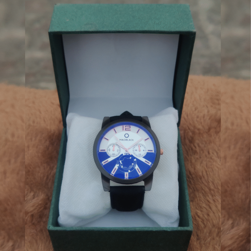 Black 003 Edition – Classic Leather Strap Watch for Men in Pakistan - Image 2