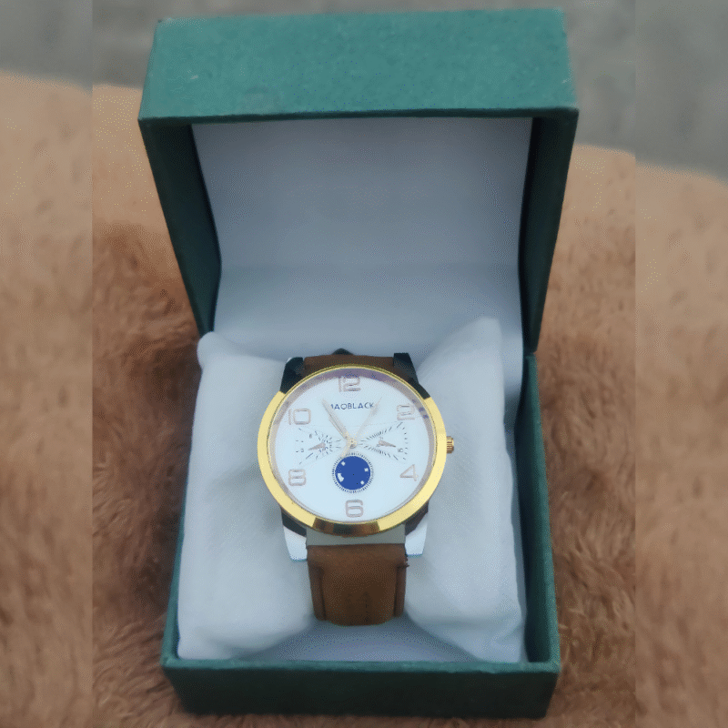 Light Brown 005 Edition – Classic Leather Strap Watch for Men in Pakistan - Image 2